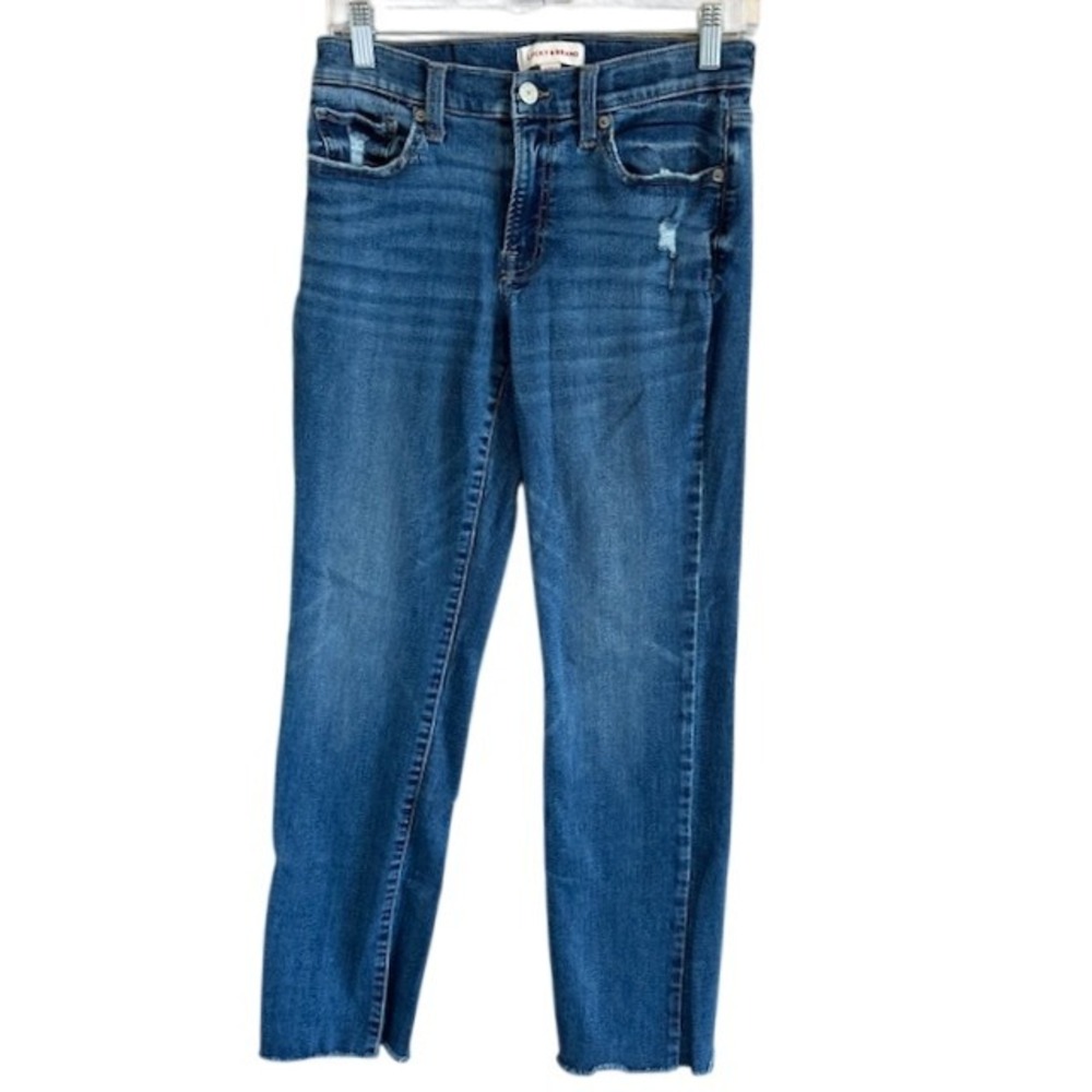 Lucky Brand Women's Sweet Mid Rise Straight Raw Hem Stretch Denim Jeans 4/27‎